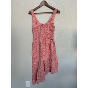 BP. Nordstrom floral boho asymmetric dress pink tiered farm ruffle XS sleeveless